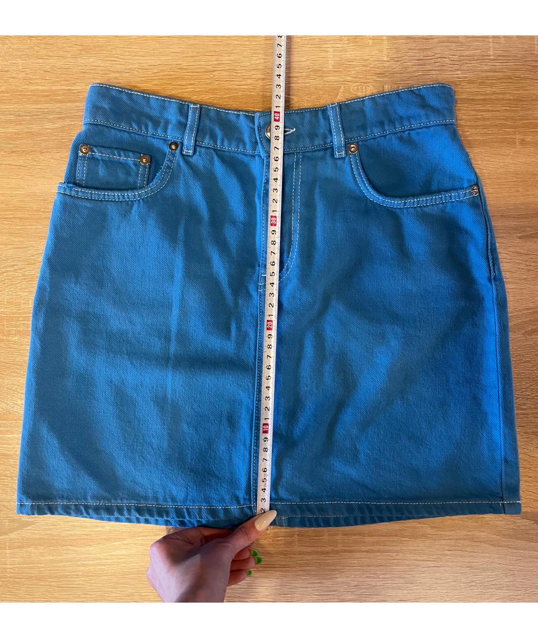 GANNI Синяя хлопковая юбка мини, фото 4