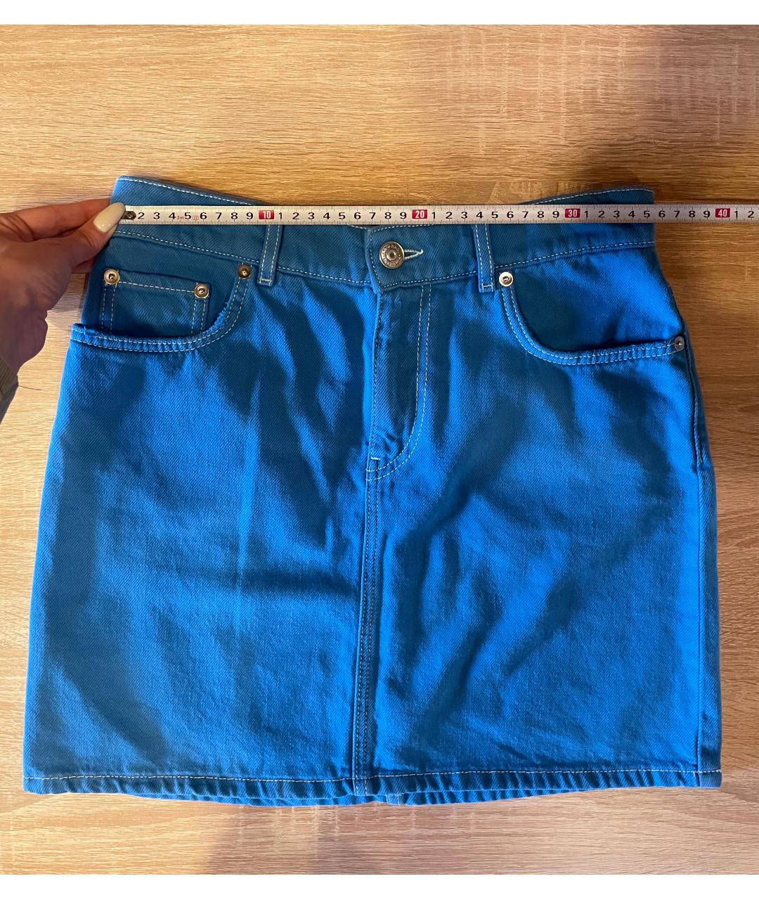GANNI Синяя хлопковая юбка мини, фото 6