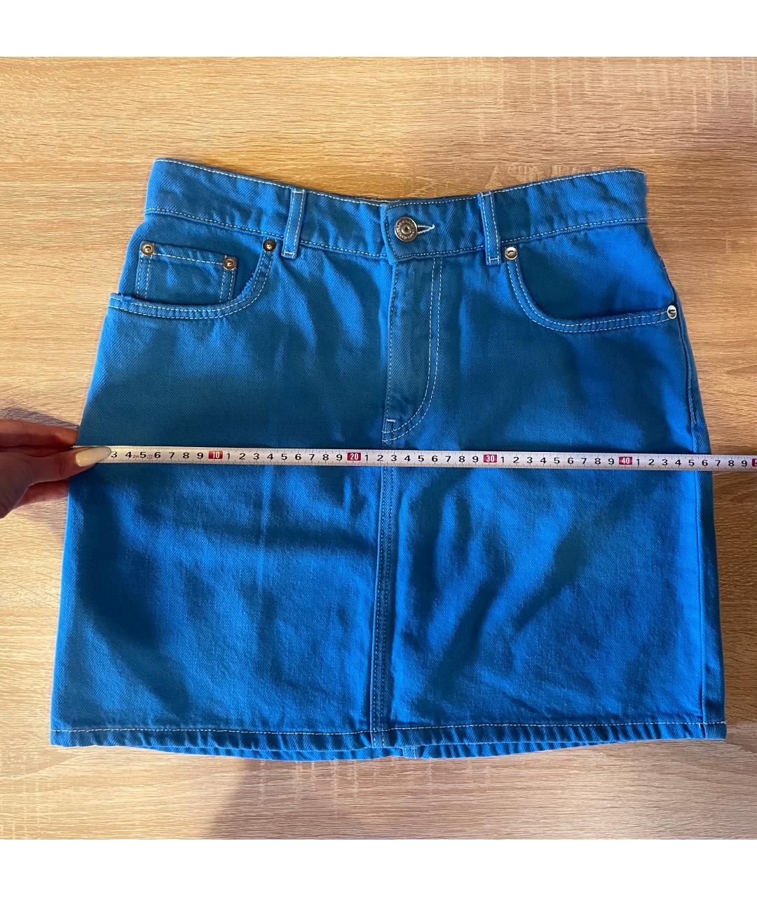 GANNI Синяя хлопковая юбка мини, фото 5