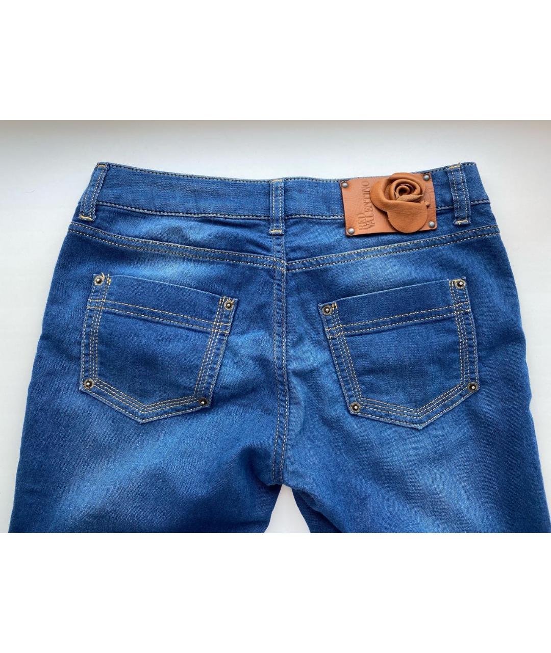 RED VALENTINO Синие хлопковые джинсы слим, фото 4