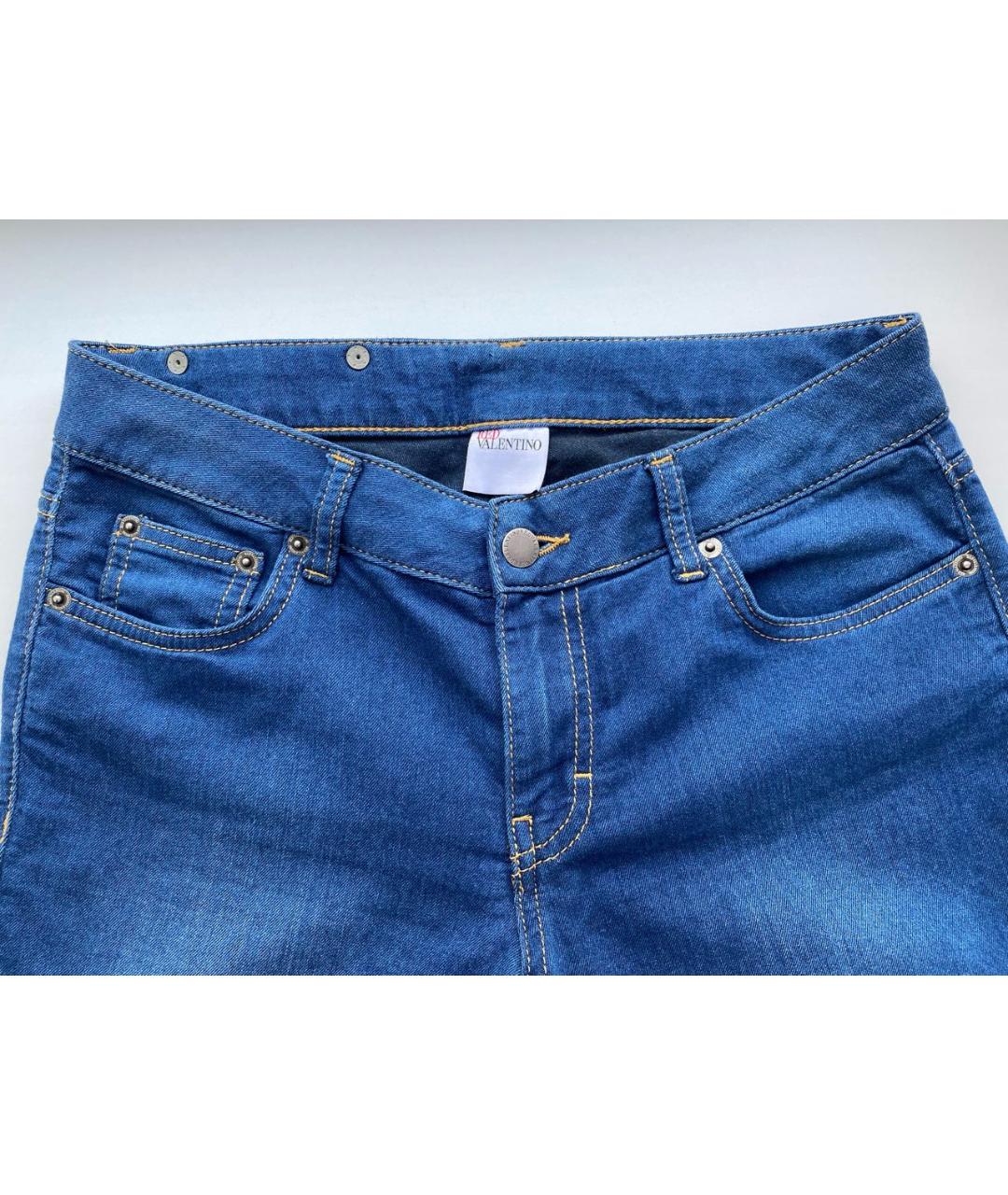 RED VALENTINO Синие хлопковые джинсы слим, фото 3