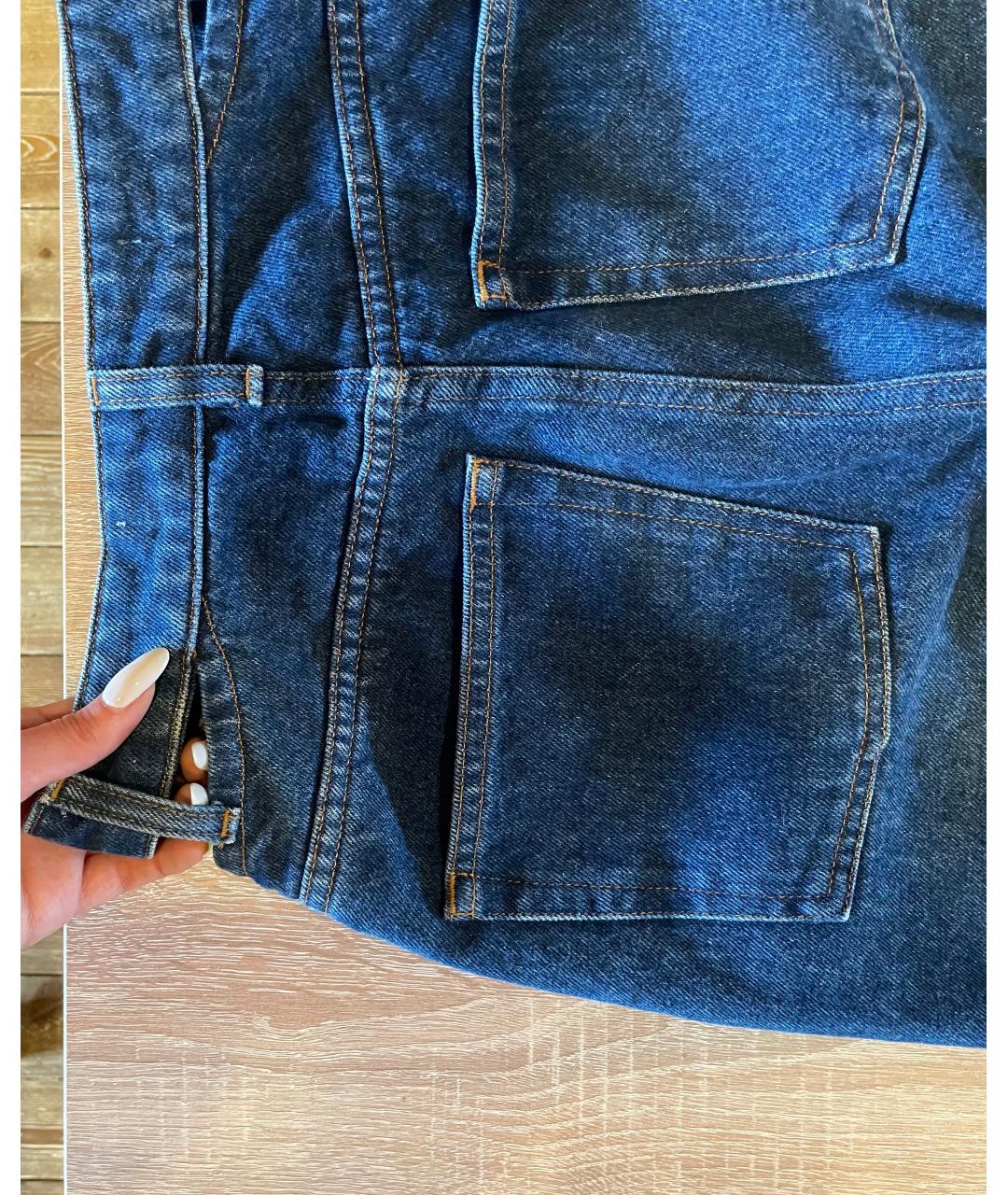 IRO Синие хлопковые прямые джинсы, фото 3
