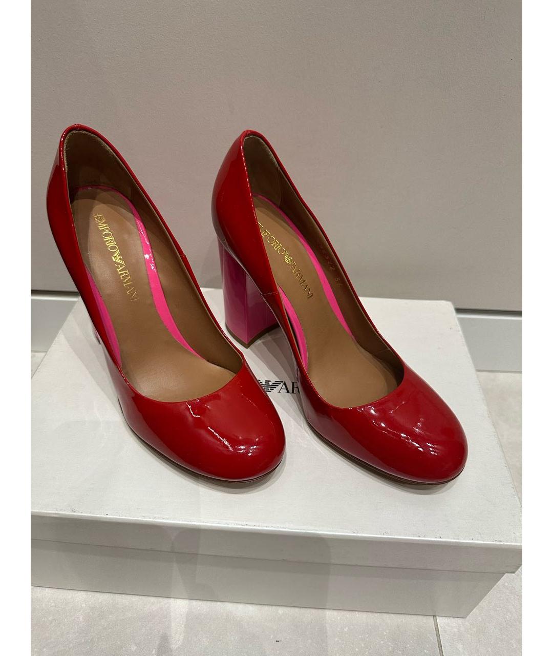 EMPORIO ARMANI Красные туфли из лакированной кожи, фото 2