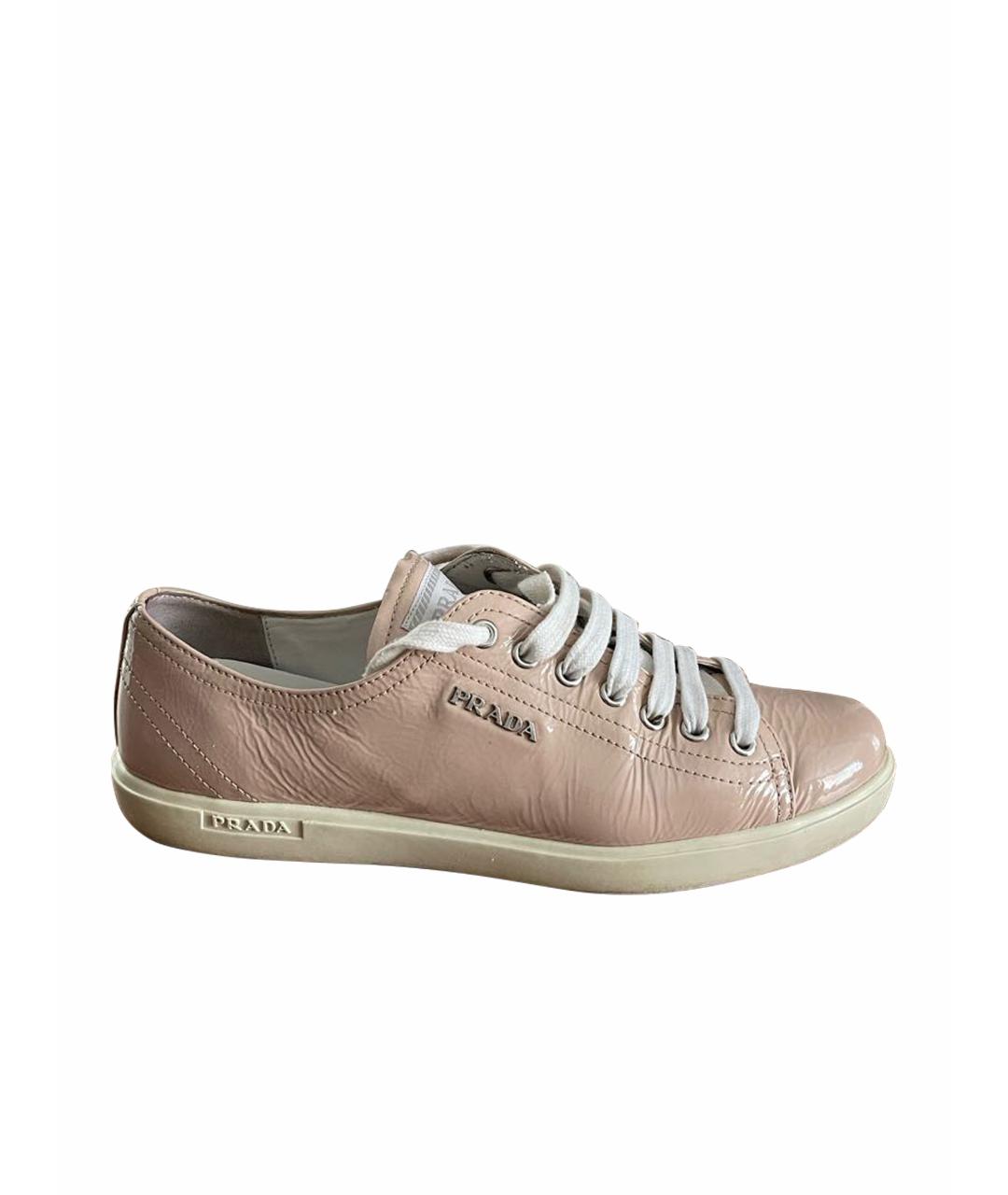 PRADA Розовые кеды из лакированной кожи, фото 1