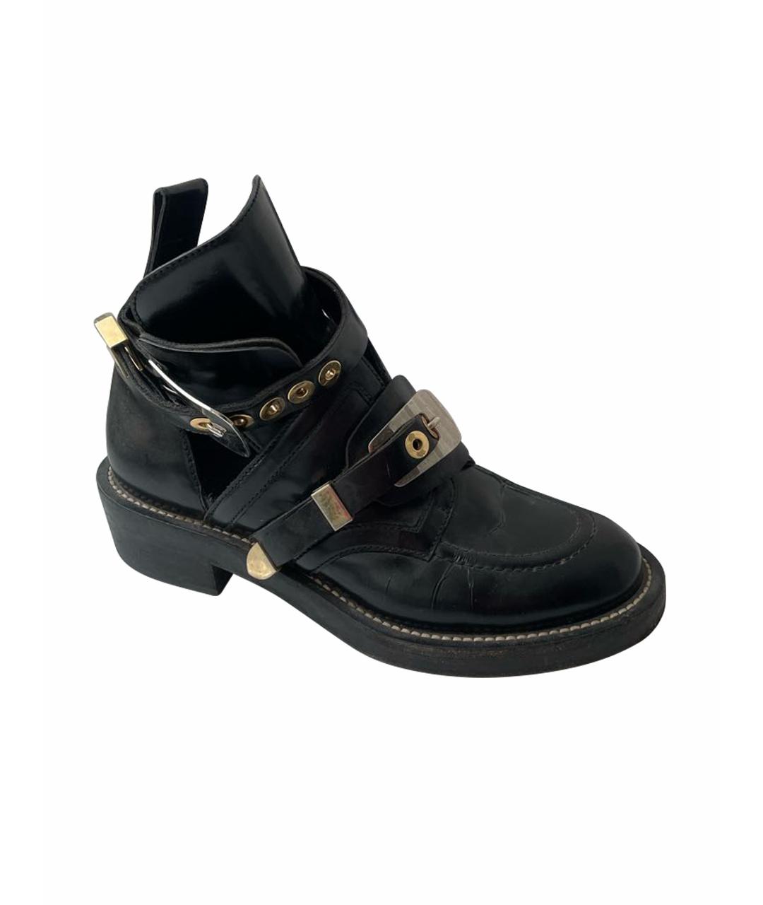 BALENCIAGA Черные кожаные ботинки, фото 1