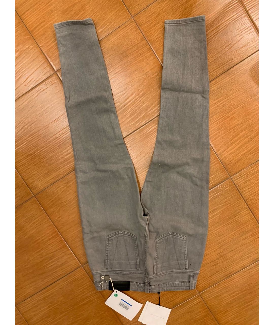 VICTORIA BECKHAM Серые хлопко-эластановые джинсы слим, фото 2