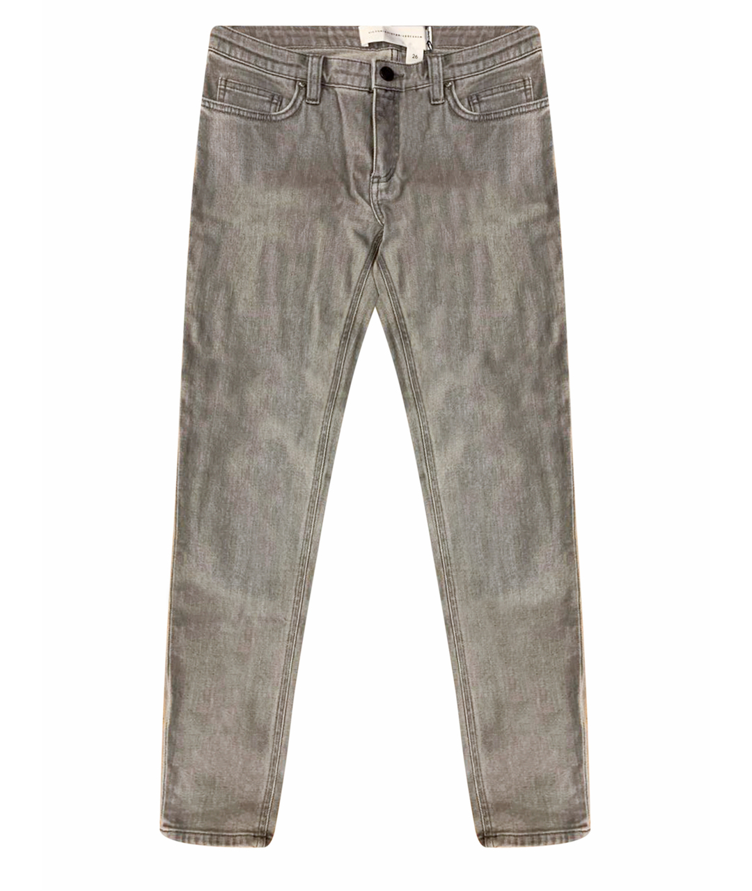 VICTORIA BECKHAM Серые хлопко-эластановые джинсы слим, фото 1