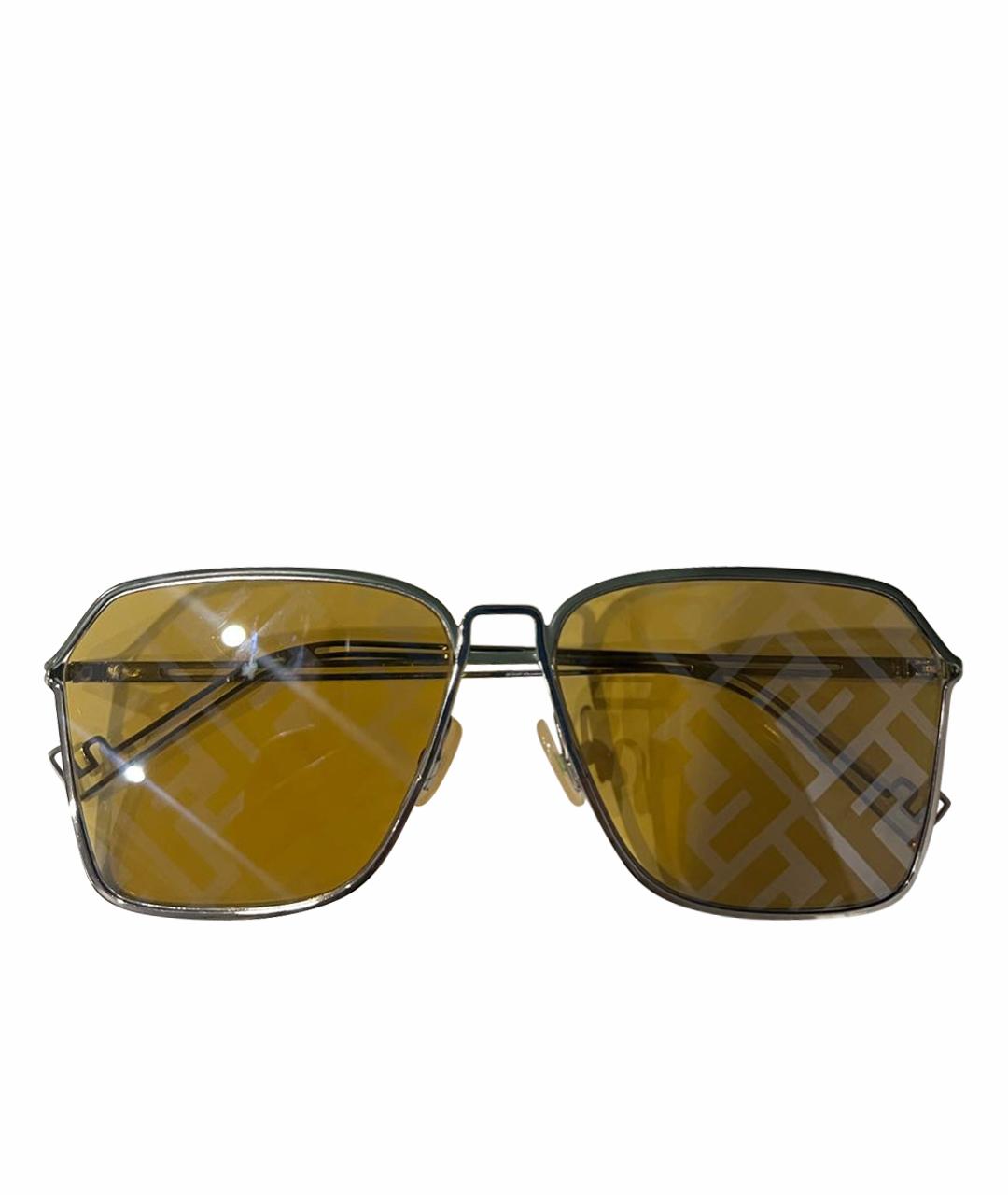 FENDI Коричневые металлические солнцезащитные очки, фото 1