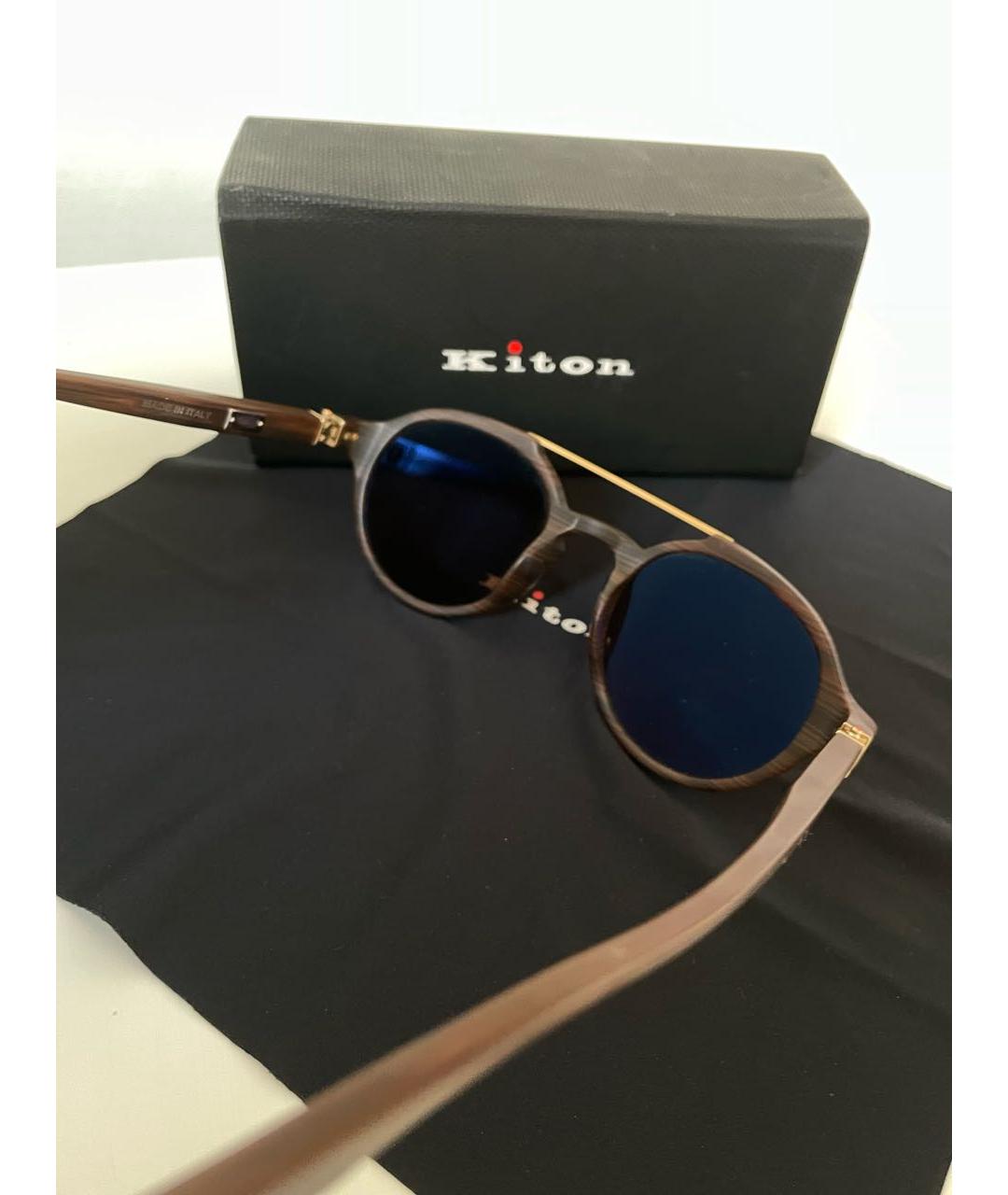 KITON Коричневые пластиковые солнцезащитные очки, фото 4