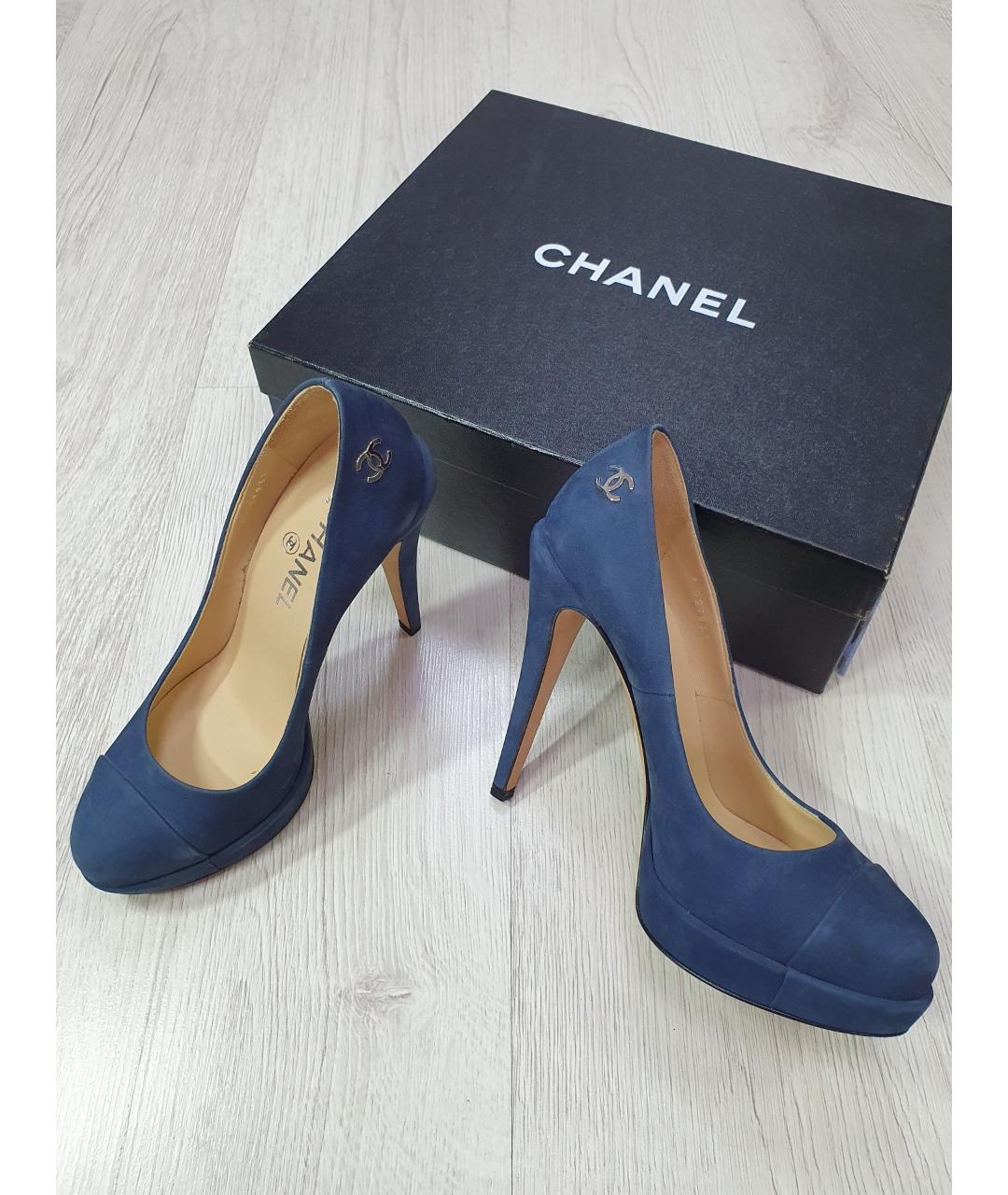 CHANEL Синие кожаные туфли, фото 2