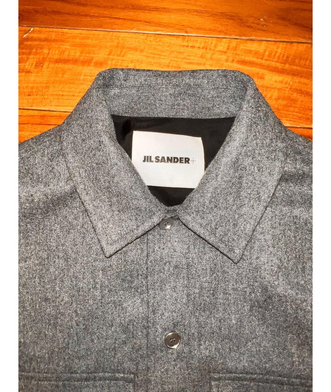 JIL SANDER Антрацитовая шерстяная кэжуал рубашка, фото 3