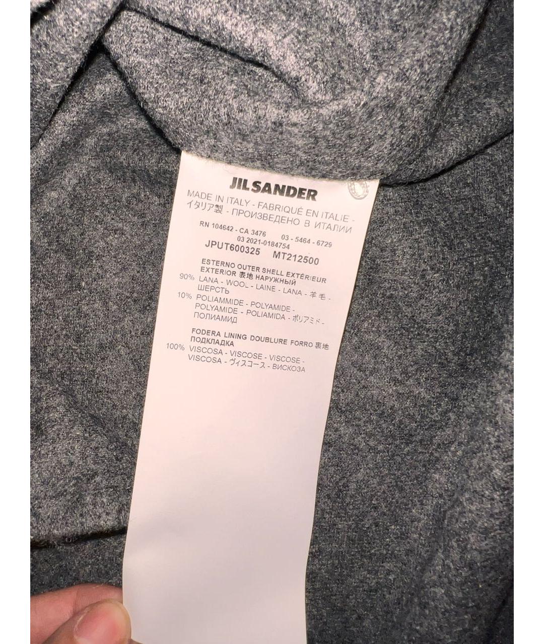 JIL SANDER Антрацитовая шерстяная кэжуал рубашка, фото 5