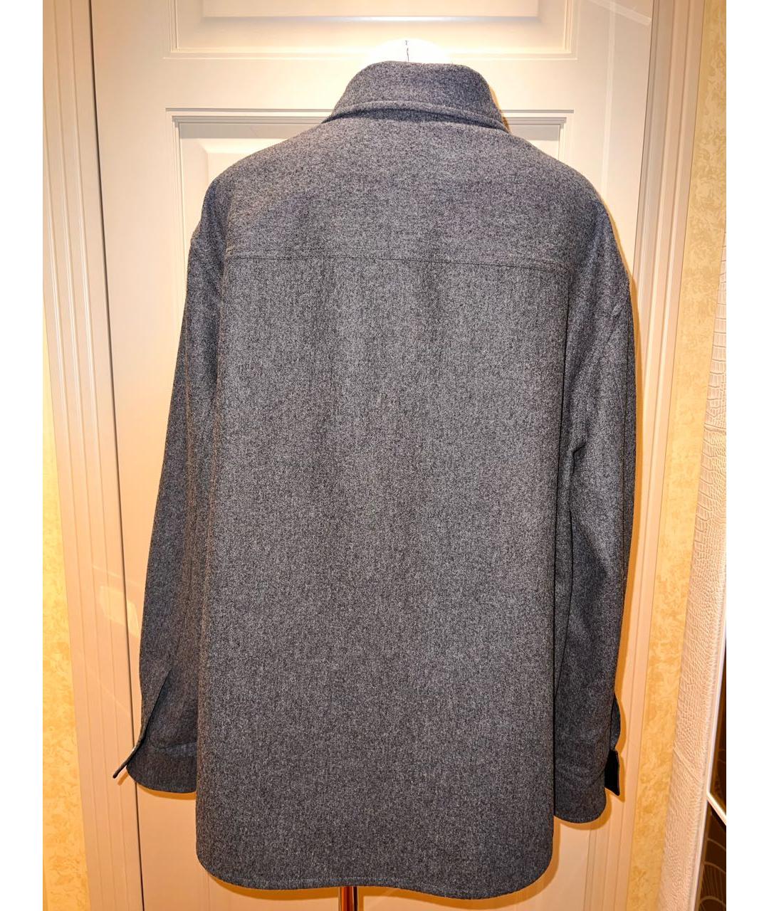 JIL SANDER Антрацитовая шерстяная кэжуал рубашка, фото 2