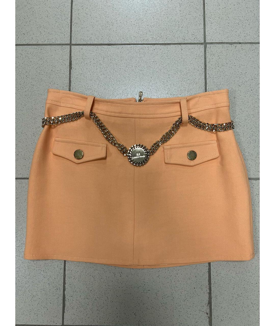 ELISABETTA FRANCHI Оранжевая вискозная юбка мини, фото 5
