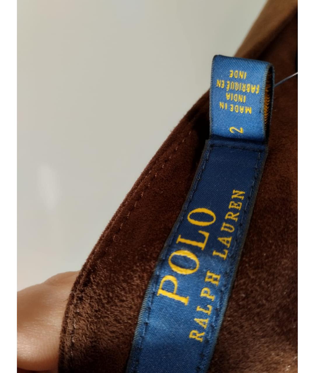 POLO RALPH LAUREN Коричневая замшевая юбка миди, фото 8