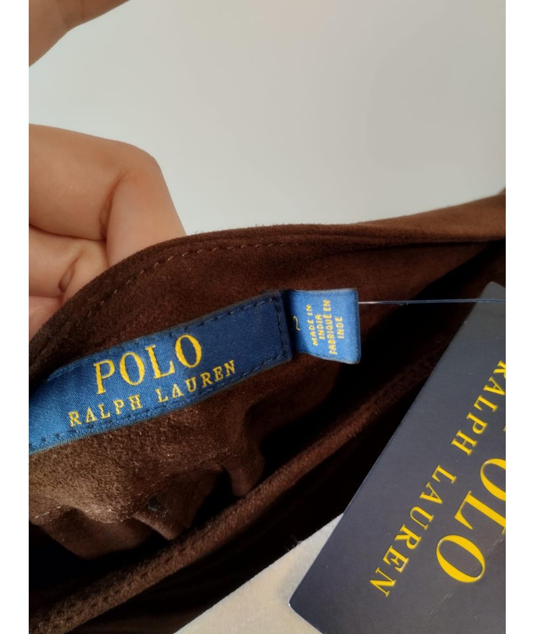 POLO RALPH LAUREN Коричневая замшевая юбка миди, фото 7