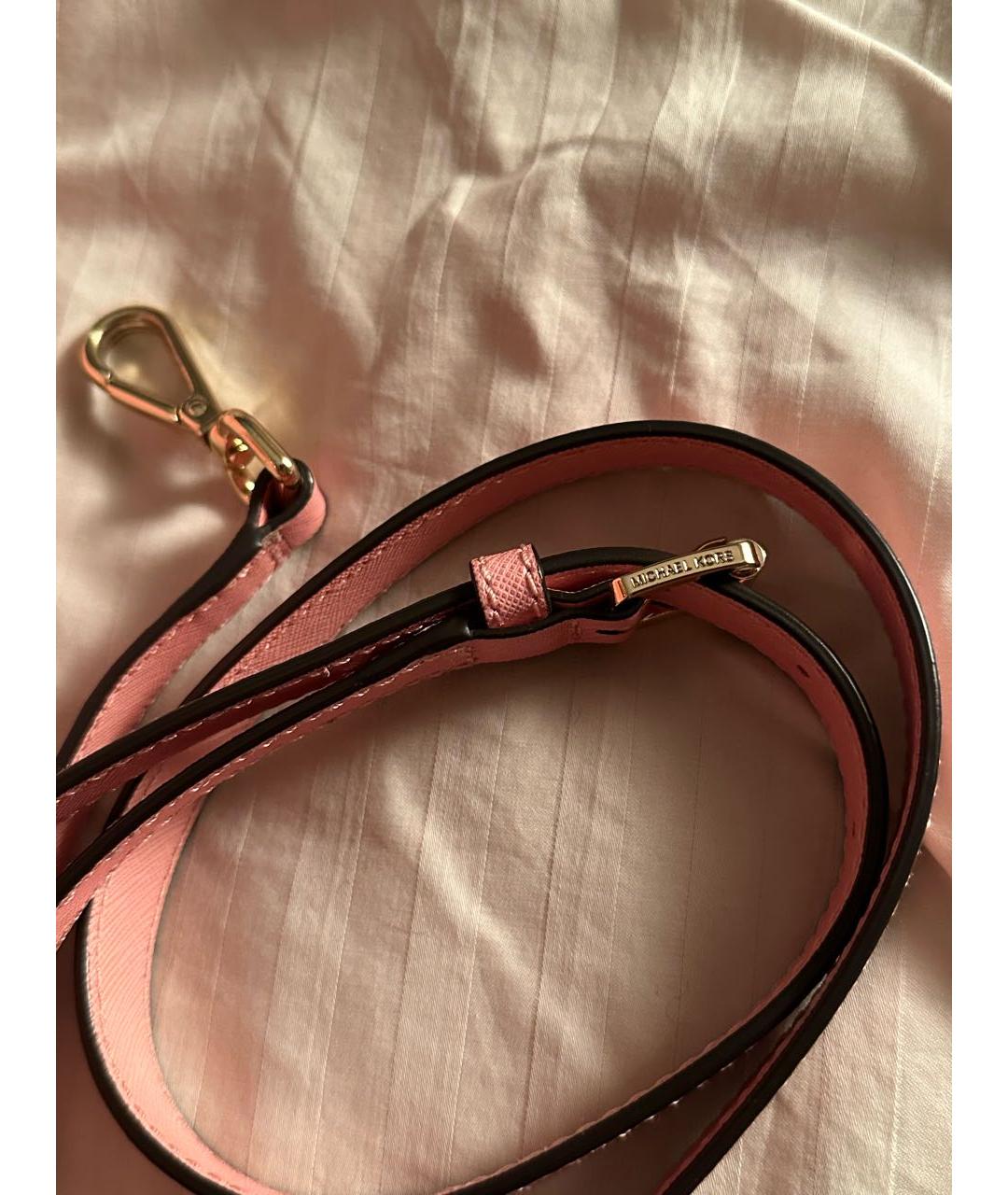 MICHAEL KORS Розовая кожаная сумка с короткими ручками, фото 5