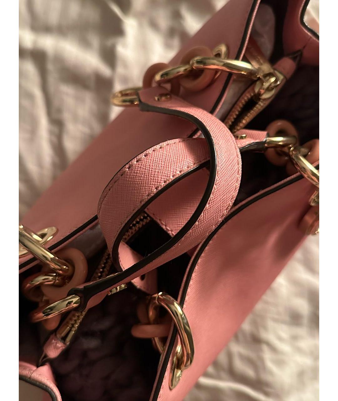 MICHAEL KORS Розовая кожаная сумка с короткими ручками, фото 4