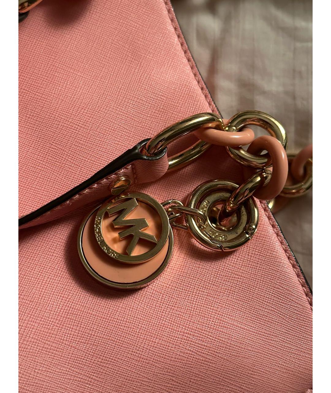 MICHAEL KORS Розовая кожаная сумка с короткими ручками, фото 8