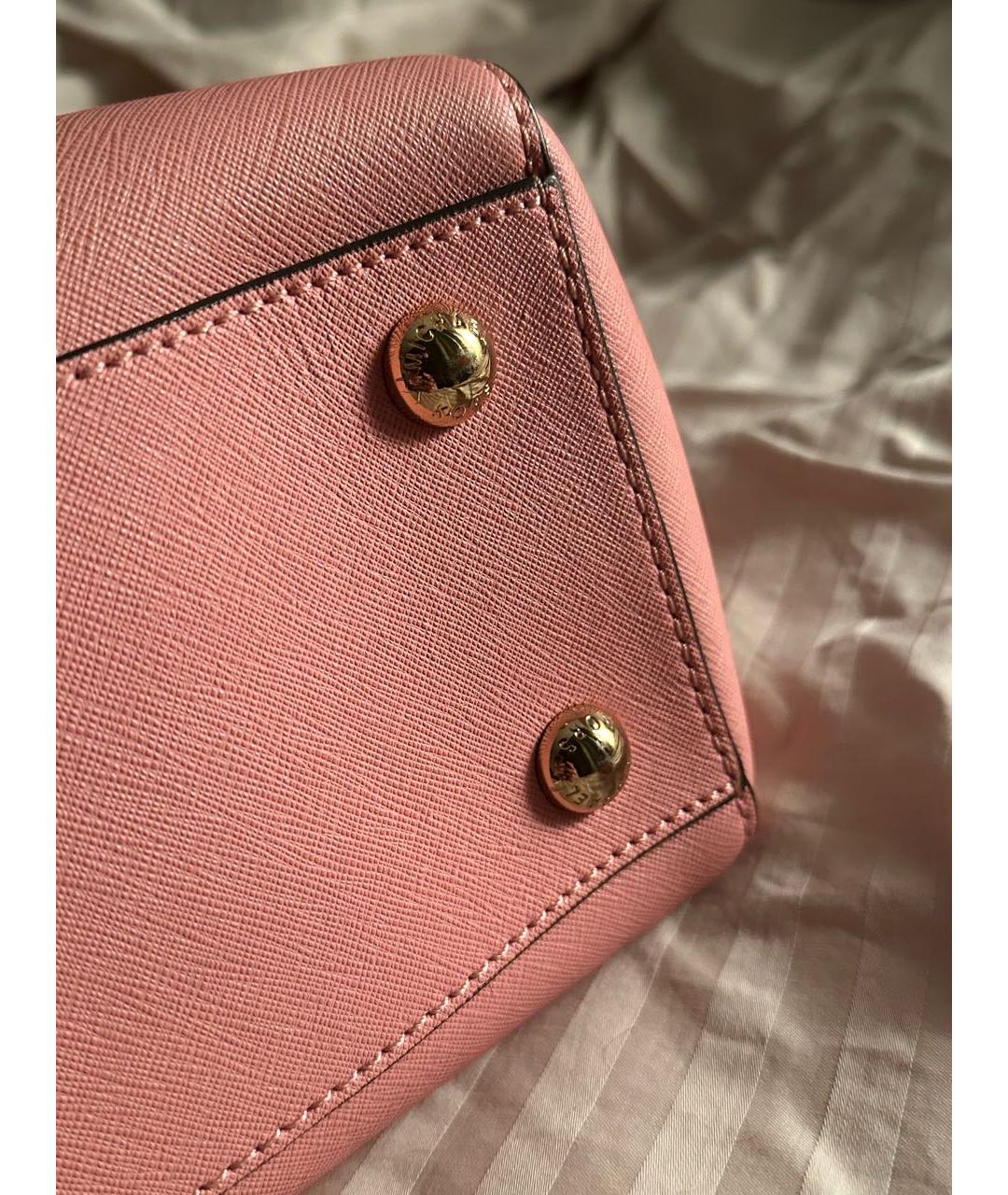 MICHAEL KORS Розовая кожаная сумка с короткими ручками, фото 7