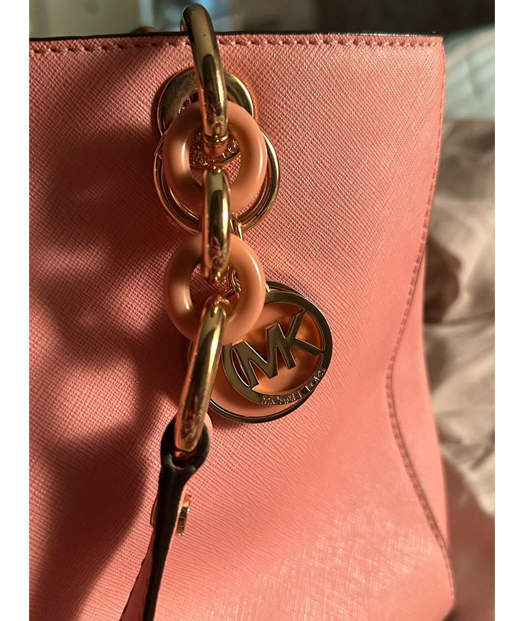 MICHAEL KORS Розовая кожаная сумка с короткими ручками, фото 6