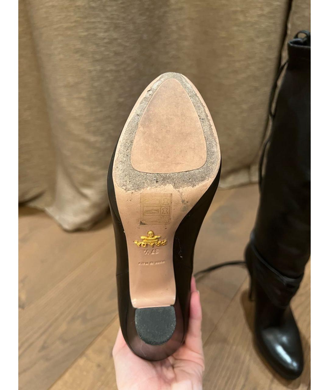 PRADA Черные кожаные сапоги, фото 5