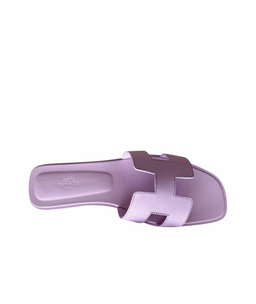 HERMES PRE-OWNED Фиолетовые кожаные шлепанцы, фото 1