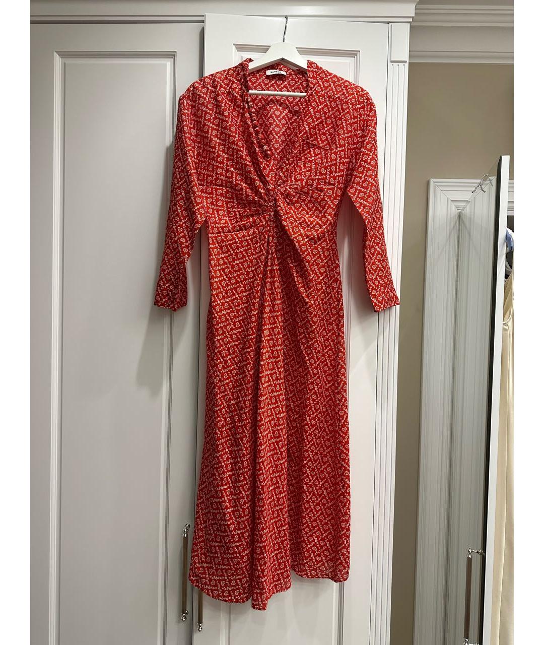 SANDRO Красное креповое повседневное платье, фото 4