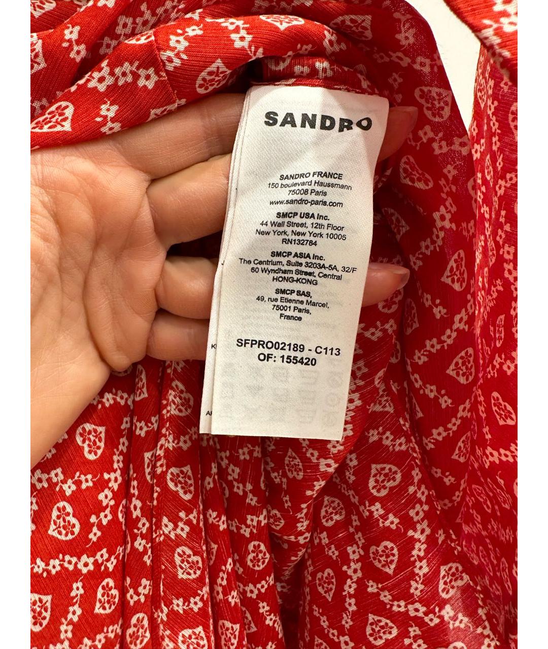 SANDRO Красное креповое повседневное платье, фото 6