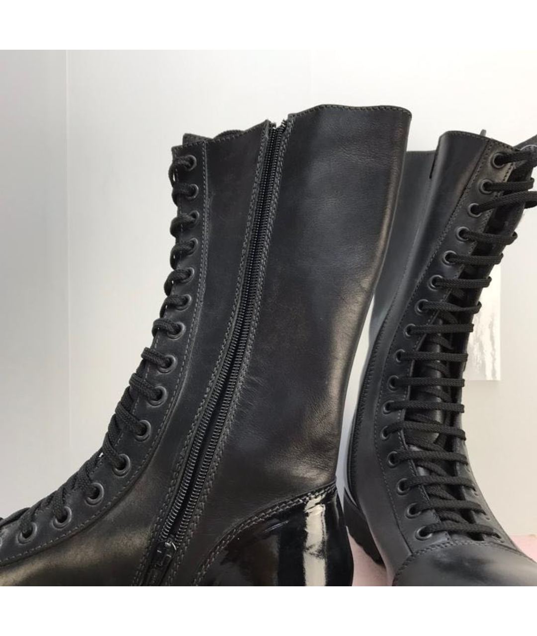 EMPORIO ARMANI Черные кожаные высокие ботинки, фото 6
