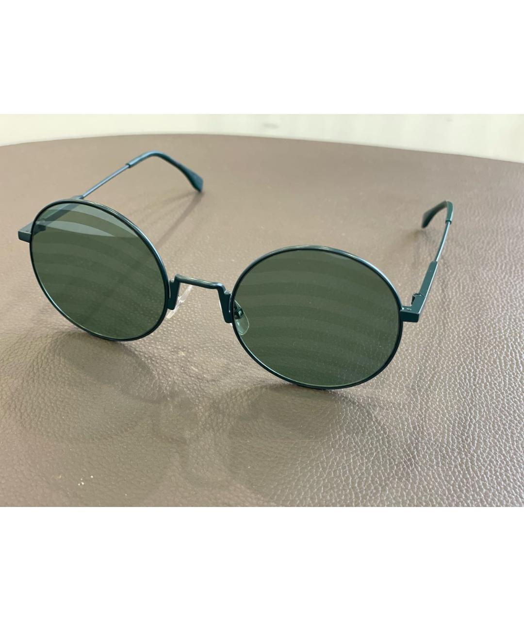 FENDI Зеленые металлические солнцезащитные очки, фото 2