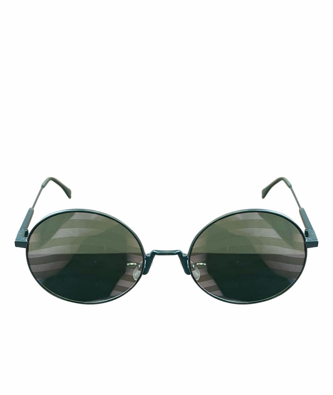 FENDI Зеленые металлические солнцезащитные очки, фото 1