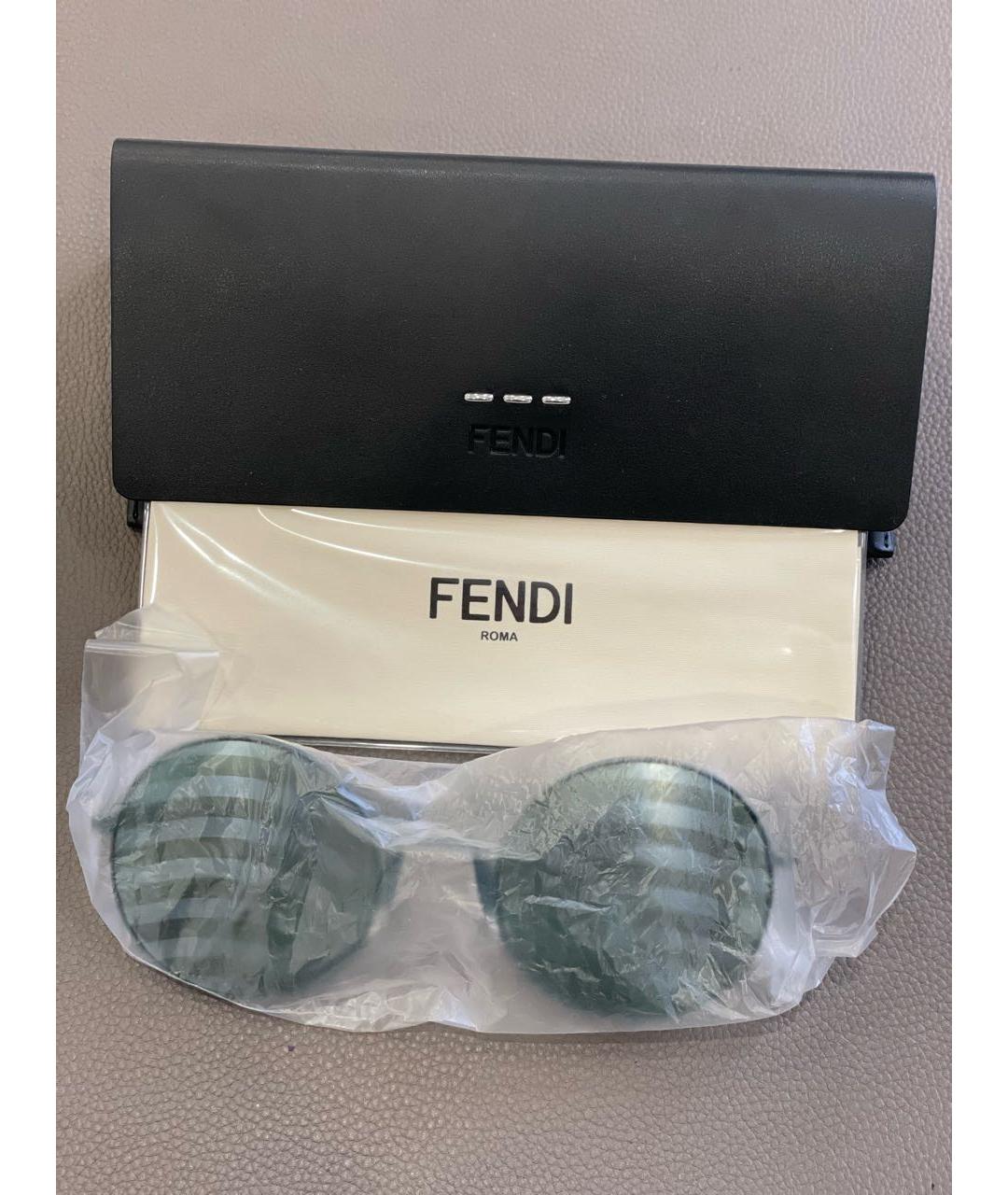 FENDI Зеленые металлические солнцезащитные очки, фото 8
