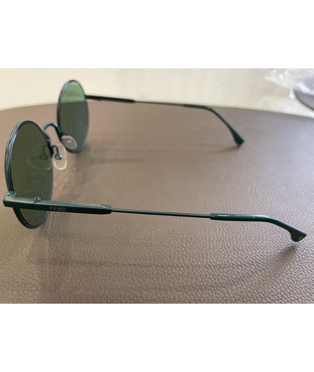 FENDI Зеленые металлические солнцезащитные очки, фото 3