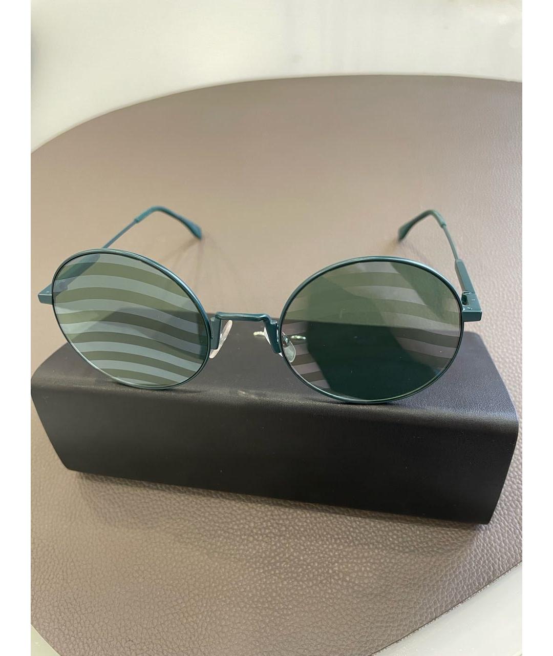 FENDI Зеленые металлические солнцезащитные очки, фото 9