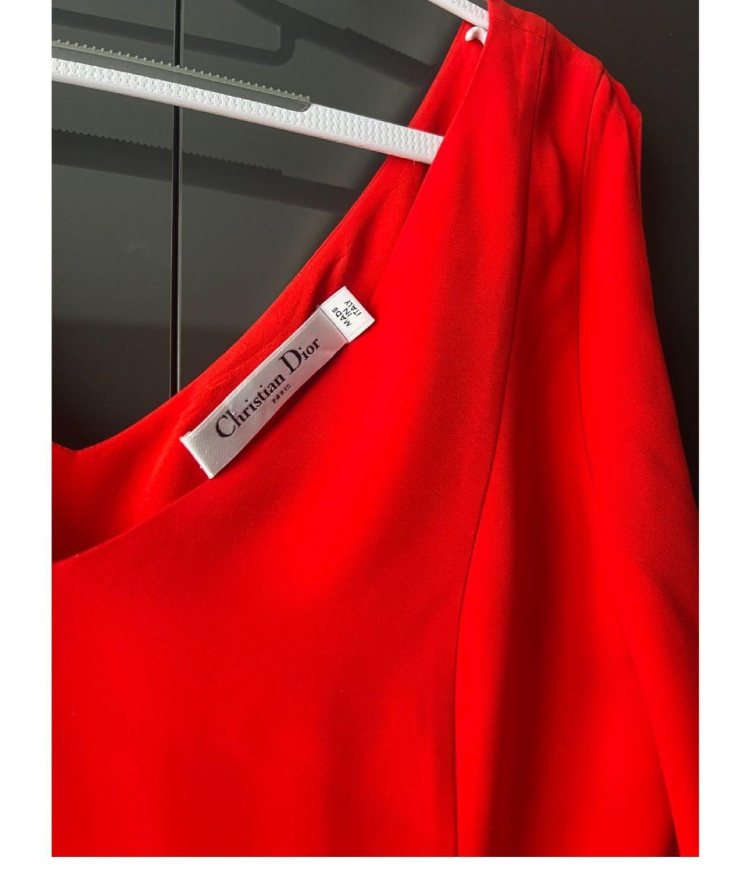 CHRISTIAN DIOR Красное шелковое коктейльное платье, фото 2