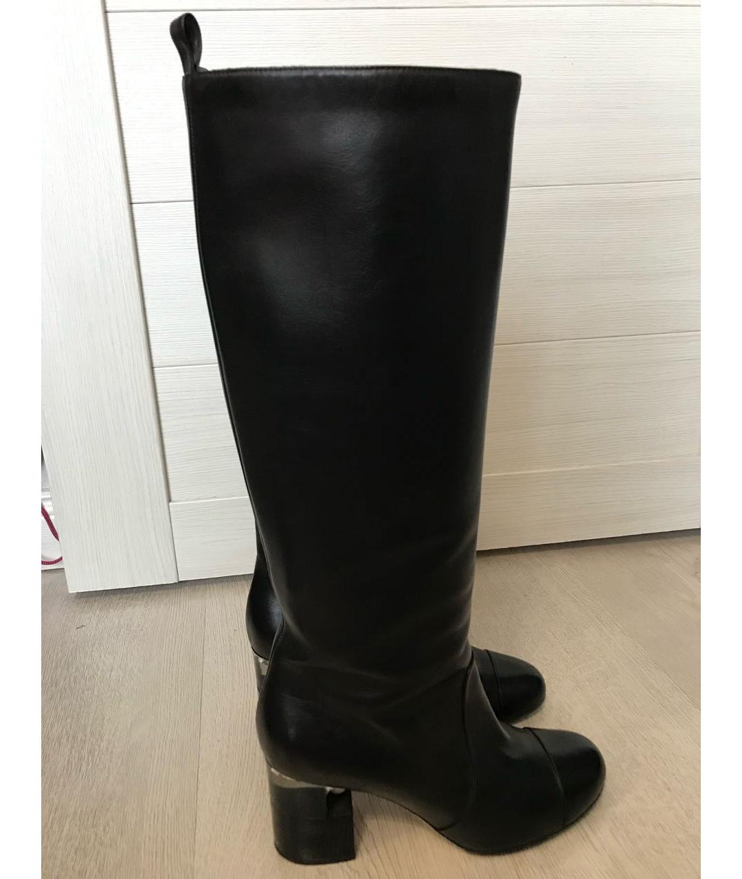 CHANEL Черные кожаные сапоги, фото 9