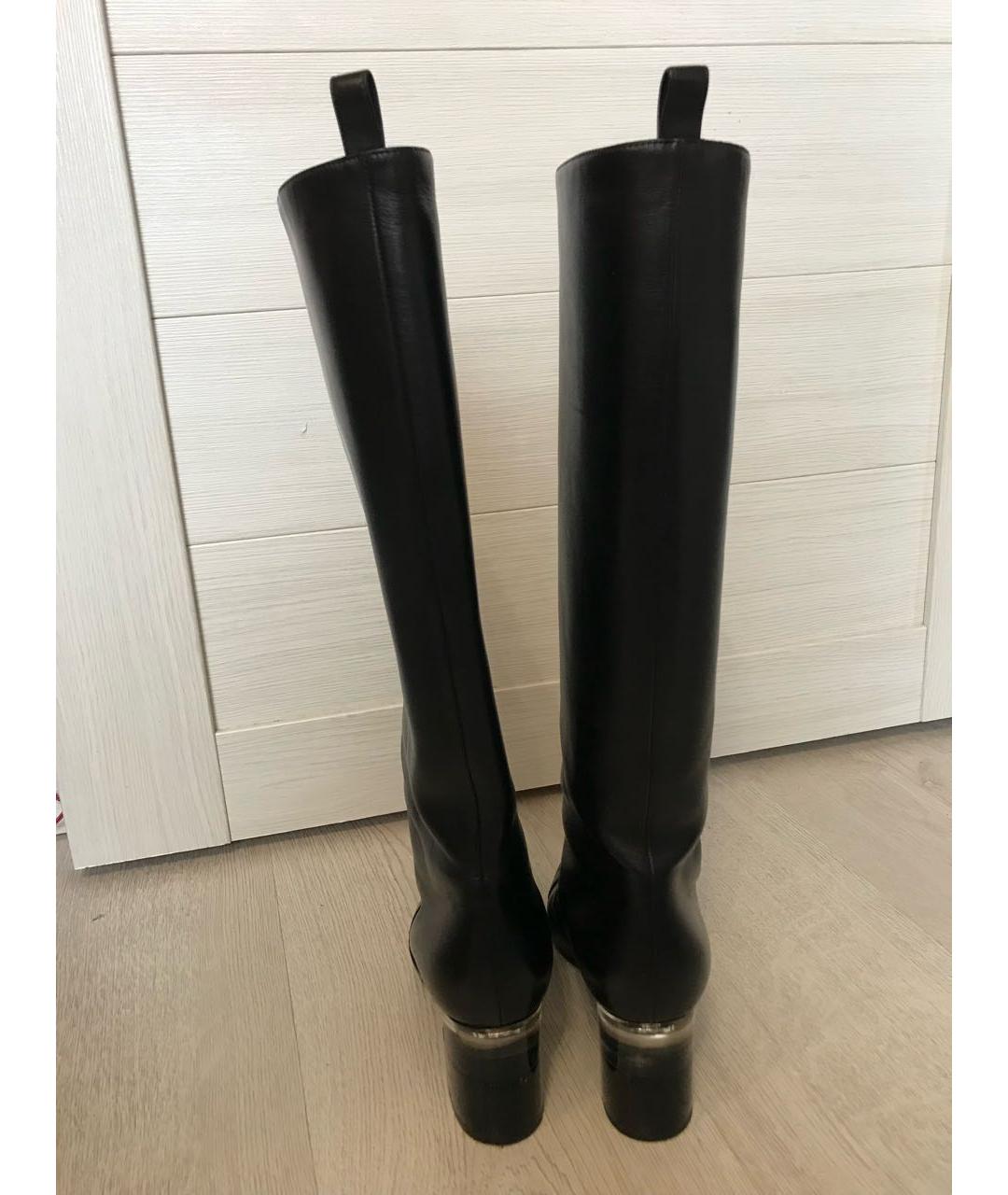 CHANEL Черные кожаные сапоги, фото 4