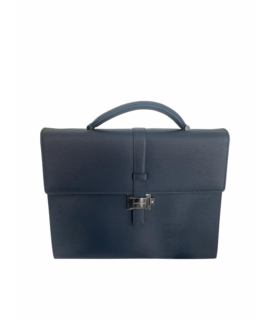 MONTBLANC Голубой кожаный портфель, фото 1