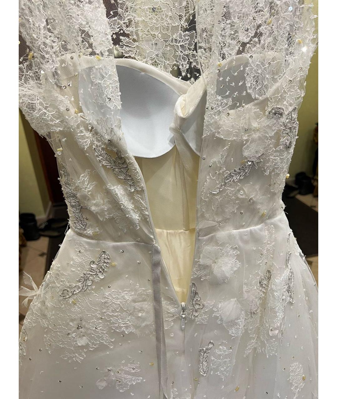 MONIQUE LHUILLIER Белое кружевное свадебное платье, фото 5