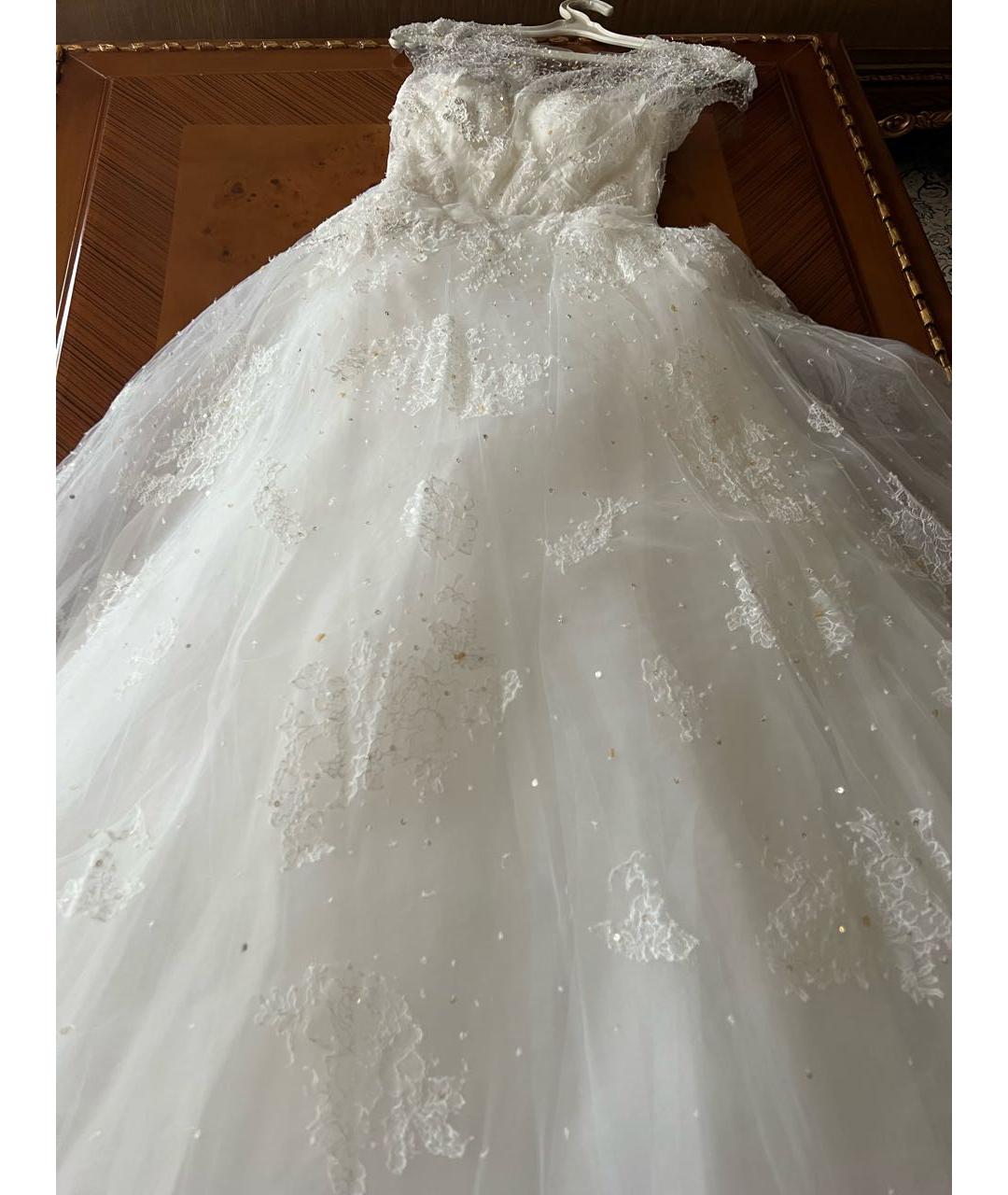 MONIQUE LHUILLIER Белое кружевное свадебное платье, фото 4