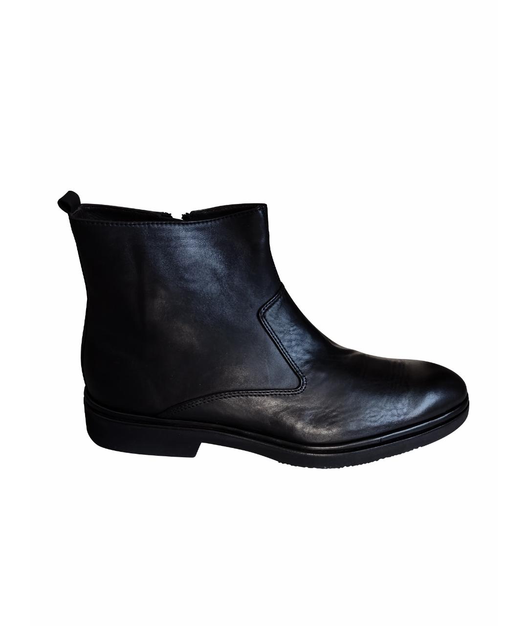 ALDO BRUE Черные кожаные высокие ботинки, фото 1