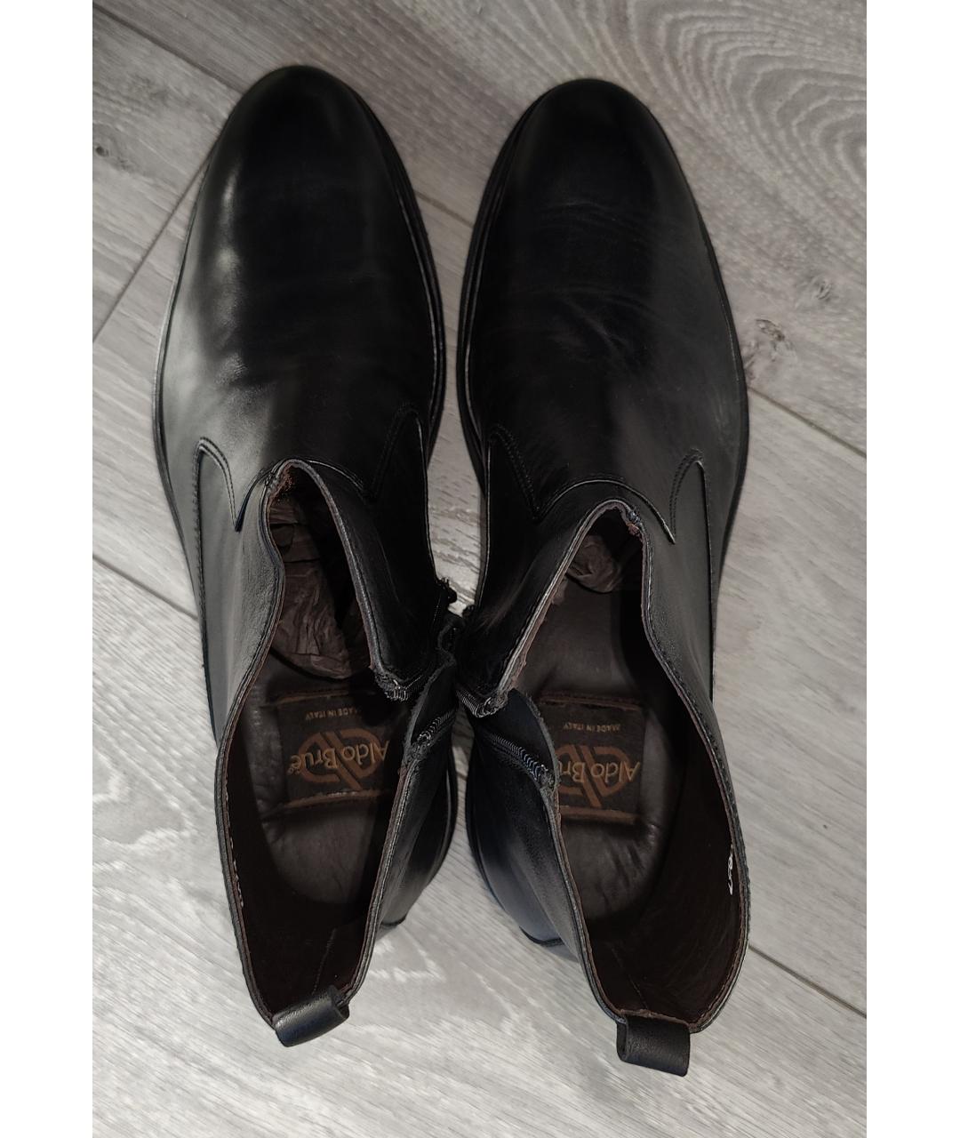ALDO BRUE Черные кожаные высокие ботинки, фото 3