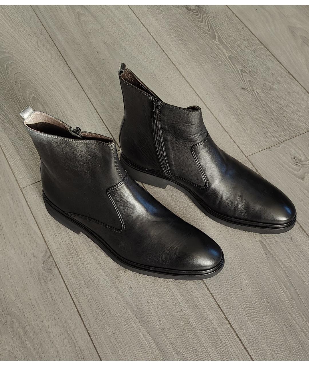 ALDO BRUE Черные кожаные высокие ботинки, фото 9