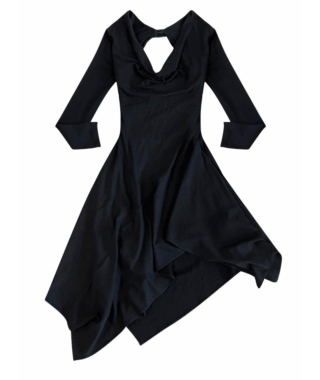 ROBERTO CAVALLI Черное шерстяное повседневное платье, фото 1