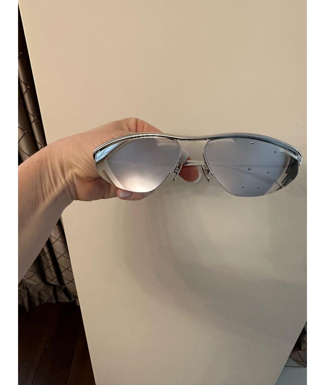 BOTTEGA VENETA Серебряные металлические солнцезащитные очки, фото 8
