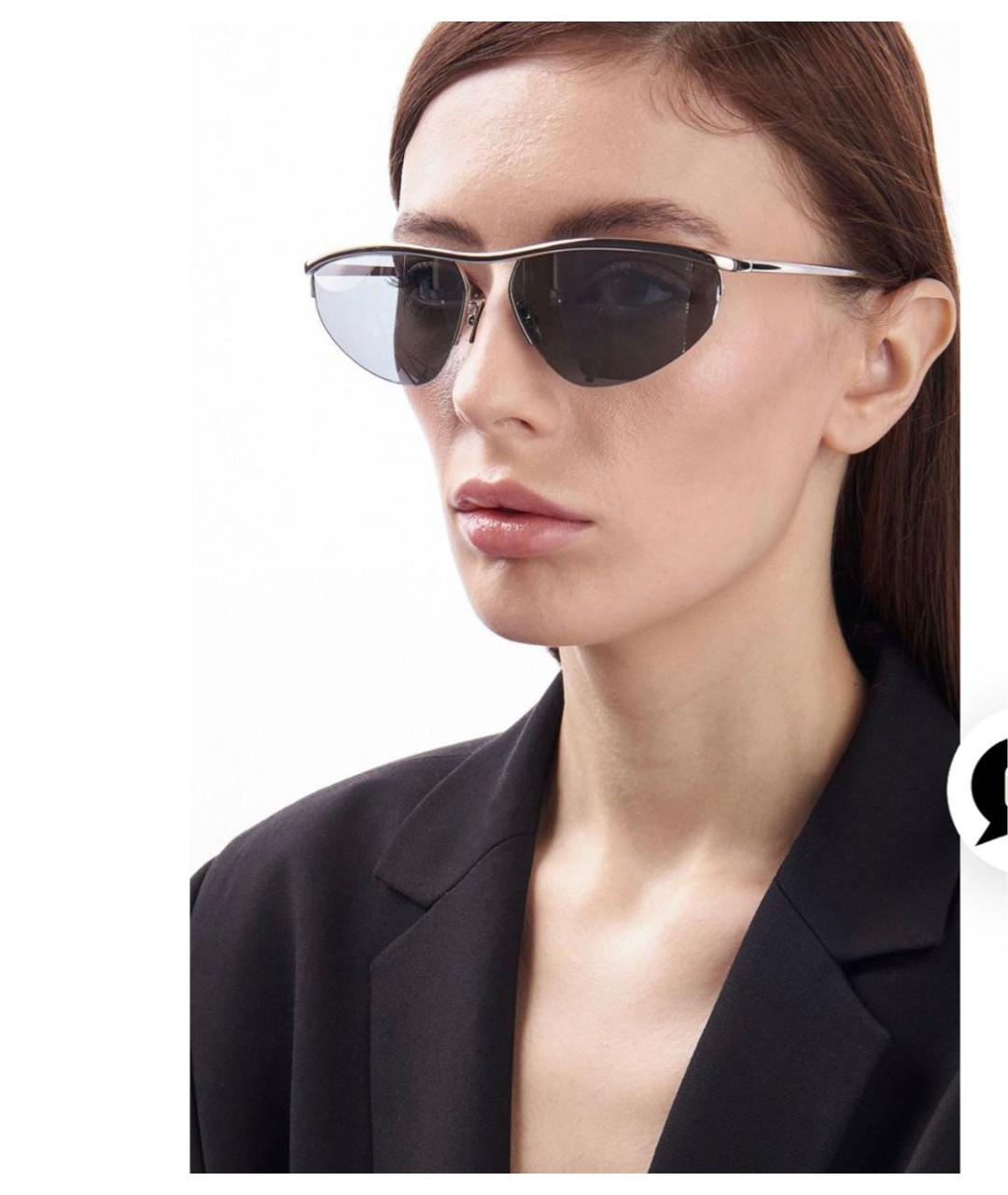 BOTTEGA VENETA Серебряные металлические солнцезащитные очки, фото 5
