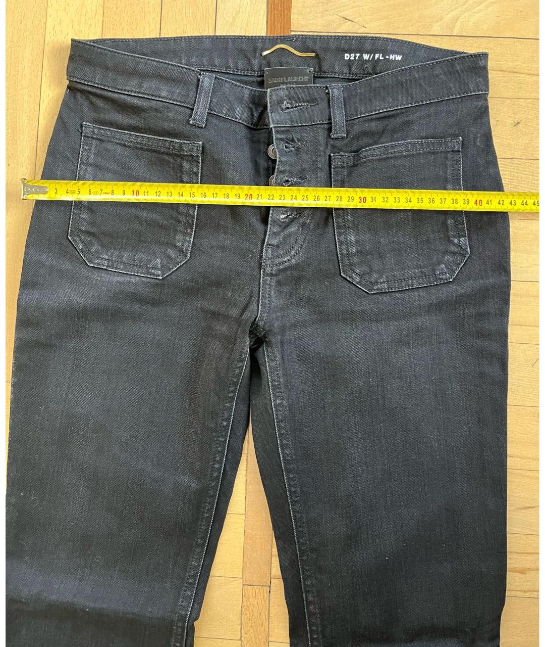 SAINT LAURENT Черные хлопковые джинсы клеш, фото 4