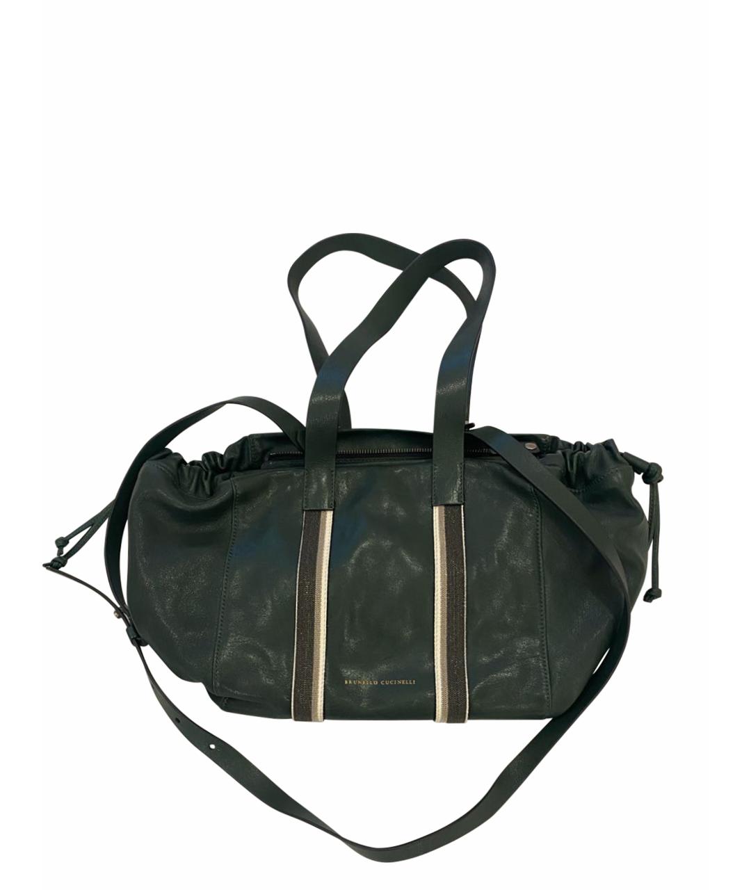 BRUNELLO CUCINELLI Зеленая кожаная сумка тоут, фото 1