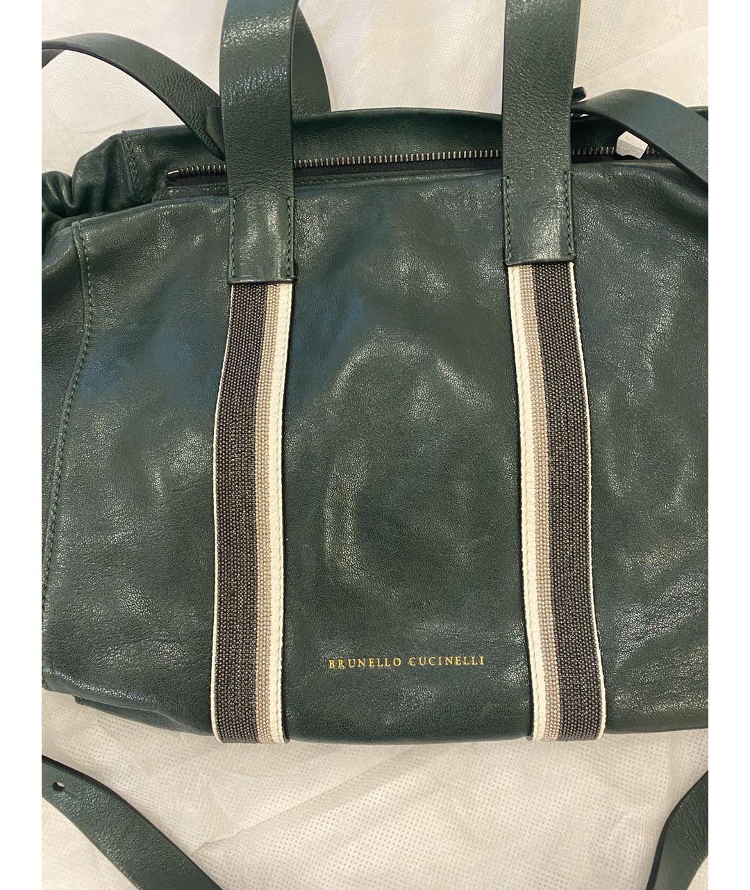 BRUNELLO CUCINELLI Зеленая кожаная сумка тоут, фото 5